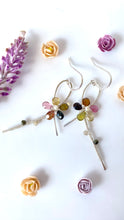 Wire Wrapped Tourmaline Flower Earrings-Sterling Silver