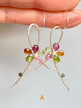 Wire Wrapped Tourmaline Flower Earrings-Sterling Silver