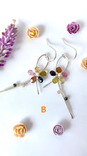 Wire Wrapped Tourmaline Flower Earrings-Sterling Silver
