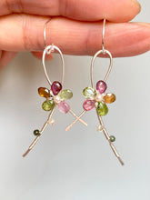 Wire Wrapped Tourmaline Flower Earrings-Sterling Silver