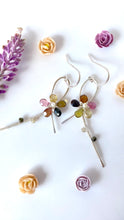 Wire Wrapped Tourmaline Flower Earrings-Sterling Silver