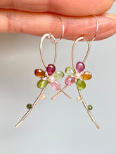 Wire Wrapped Tourmaline Flower Earrings-Sterling Silver