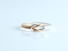 Two Tone Double Love Knot Ring-Sterling Silver-14K Gold Filled