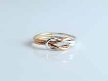 Two Tone Double Love Knot Ring-Sterling Silver-14K Gold Filled
