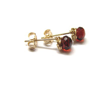 Wire Wrapped Red Garnet Stud Earrings-14K Gold-Rose Gold Filled