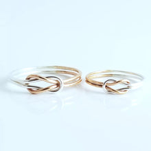 Two Tone Double Love Knot Ring-Sterling Silver-14K Gold Filled
