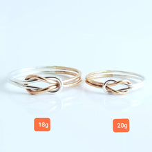 Two Tone Double Love Knot Ring-Sterling Silver-14K Gold Filled