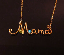 Wire Name Necklace with Birthstones-14k Gold Filled