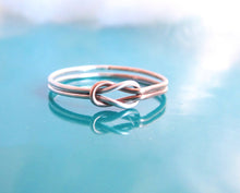 Two Tone Double Love Knot Ring-Sterling Silver-14K Rose Gold Filled