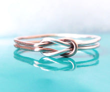 Two Tone Double Love Knot Ring-Sterling Silver-14K Rose Gold Filled
