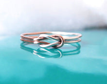 Two Tone Double Love Knot Ring-Sterling Silver-14K Rose Gold Filled
