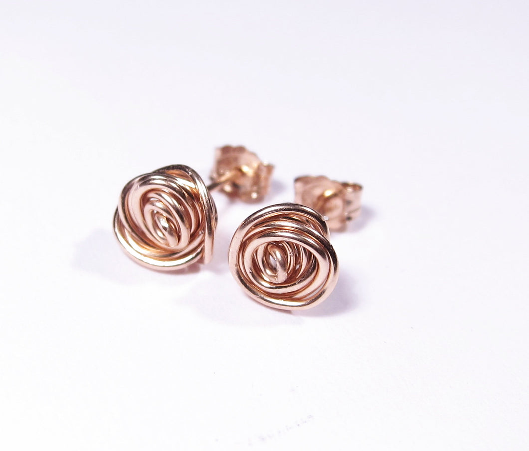 Wire Rose Flower Earrings-14K Gold-Rose Gold Filled