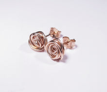 Wire Rose Flower Earrings-14K Gold-Rose Gold Filled