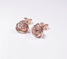 Wire Rose Flower Earrings-14K Gold-Rose Gold Filled