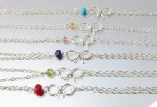 Personalized Birthstone Bow Bracelet-Sterling Silver