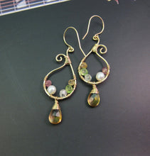 Wire Wrapped Multiple Gemstone Earrings-14K Gold Filled