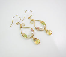 Wire Wrapped Multiple Gemstone Earrings-14K Gold Filled