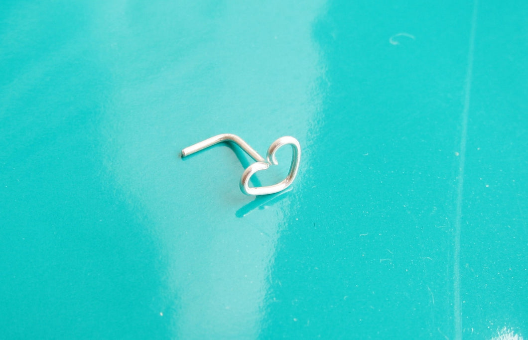 Tiny Heart Piercing Nose Ring-Sterling Silver-14K Gold-Rose Gold Filled