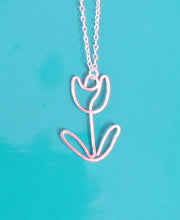 Wire Tulip Flower Necklace-Sterling Silver-14K Gold-Rose Gold Filled