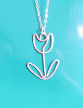 Wire Tulip Flower Necklace-Sterling Silver-14K Gold-Rose Gold Filled