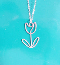 Wire Tulip Flower Necklace-Sterling Silver-14K Gold-Rose Gold Filled