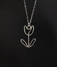 Wire Tulip Flower Necklace-Sterling Silver-14K Gold-Rose Gold Filled