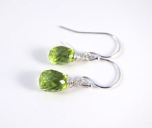 Green Peridot August Birthstone Earrings-Sterling Silver