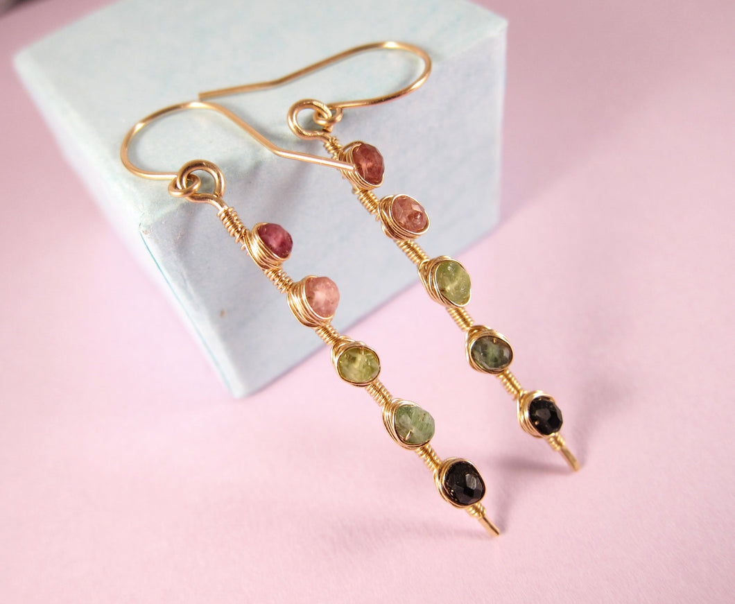 Watermelon Tourmaline Earrings-14k Gold-Rose Gold Filled