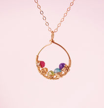 Gold Mother's Necklace with Birthstones-14K Gold-Rose Gold Filled