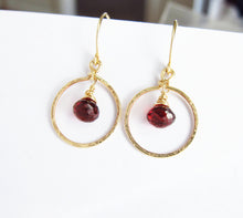 Wire Wrapped Red Garnet Earrings-14K Gold Filled