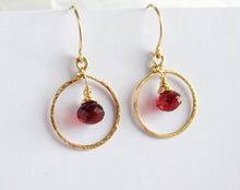 Wire Wrapped Red Garnet Earrings-14K Gold Filled