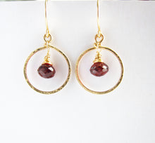 Wire Wrapped Red Garnet Earrings-14K Gold Filled