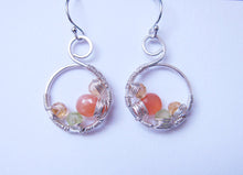 Wire Wrapped Gemstone Earrings-Citrine Peridot Moonstone-Sterling Silver