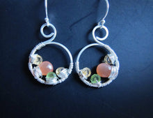 Wire Wrapped Gemstone Earrings-Citrine Peridot Moonstone-Sterling Silver
