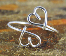 Wire Double Heart Ring-Sterling Silver-14K Gold-Rose Gold Filled
