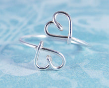 Wire Double Heart Ring-Sterling Silver-14K Gold-Rose Gold Filled
