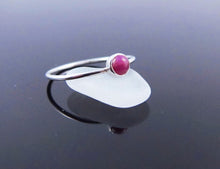 Genuine Red Ruby Birthstone Ring-Sterling Silver