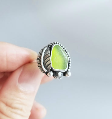 Sterling Silver Sea Glass Ring Size 7.5