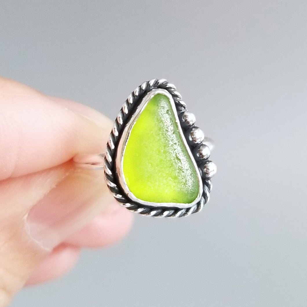 Genuine Sea Glass Ring Sterling Silver Size 7.25