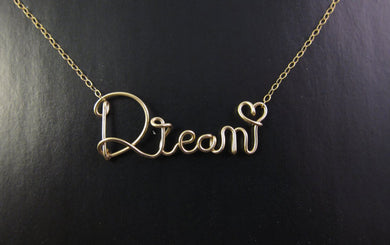 Personalized Wire Cursive Name Necklace-Gold-Rose Gold