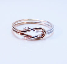 Two Tone Double Love Knot Ring-Sterling Silver-14K Rose Gold Filled