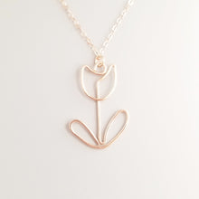 Wire Tulip Flower Necklace-Sterling Silver-14K Gold-Rose Gold Filled