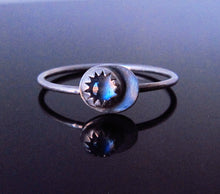 Sterling Silver Crescent Moon Moonstone Ring