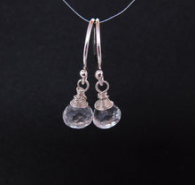 Wire Wrapped Crystal Quartz Dangle Earrings-Sterling Silver
