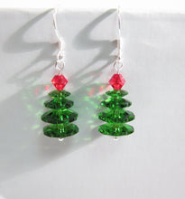 Swarovski Crystal Christmas Tree Earrings-Sterling Silver