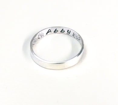 Personalized Sterling Silver Paw Print Ring