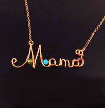 Wire Name Necklace with Birthstones-14k Gold Filled