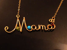 Wire Name Necklace with Birthstones-14k Gold Filled