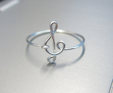 Dainty Treble Clef Music Ring-Sterling Silver
