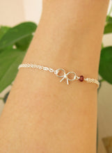 Personalized Birthstone Bow Bracelet-Sterling Silver